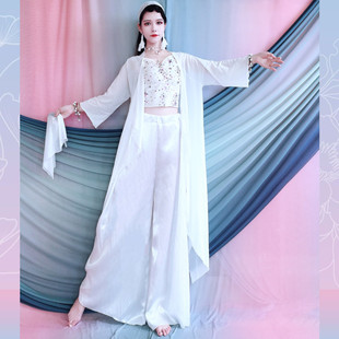 古典舞青蛇白蛇交叉领系带白色中国风舞纱衣飘逸女剧目舞蹈表演服