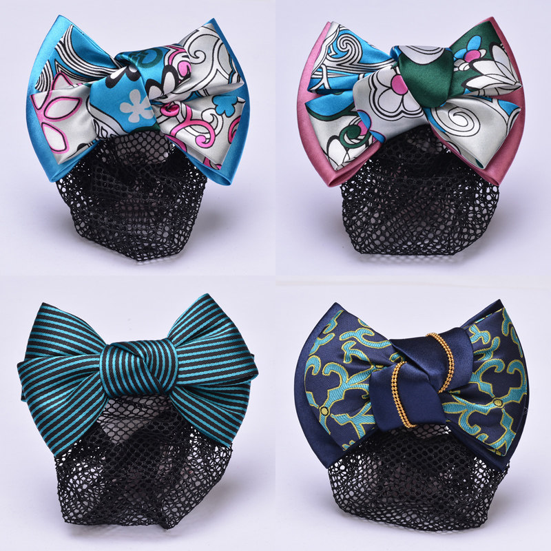 条纹蓝色细网银行发夹