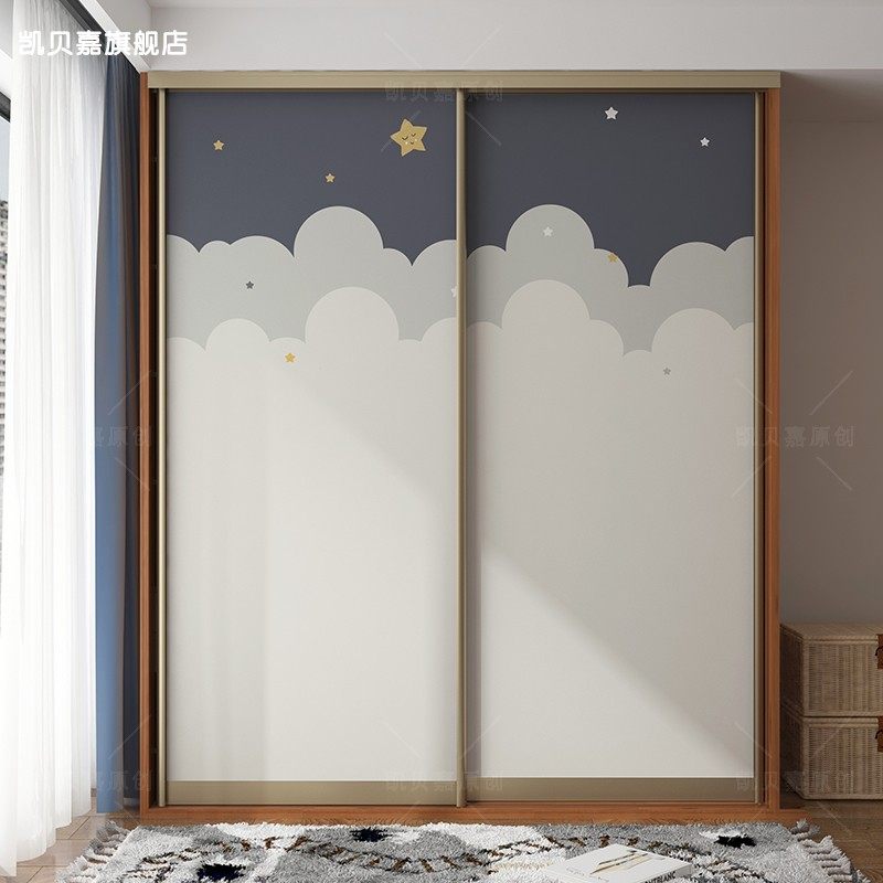 儿童房推拉门贴卧室衣柜移门改造贴纸床头家具翻新墙纸自粘