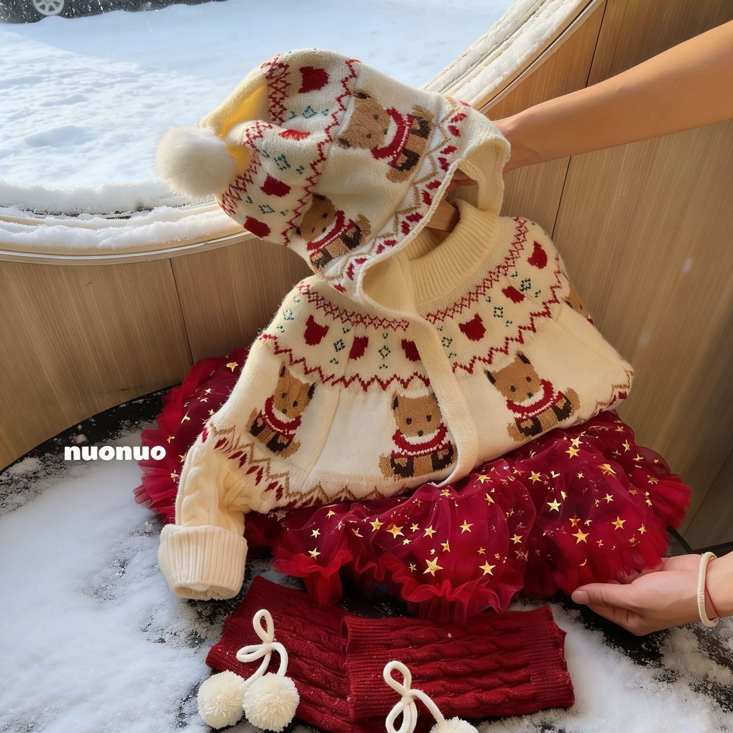 本期bi入！女童男童洋气百搭圣诞毛衣年款女宝加厚保暖针织衫围巾,童装/婴儿装/亲子装,套装,淘宝优惠券,粉丝福利购,淘宝优惠卷