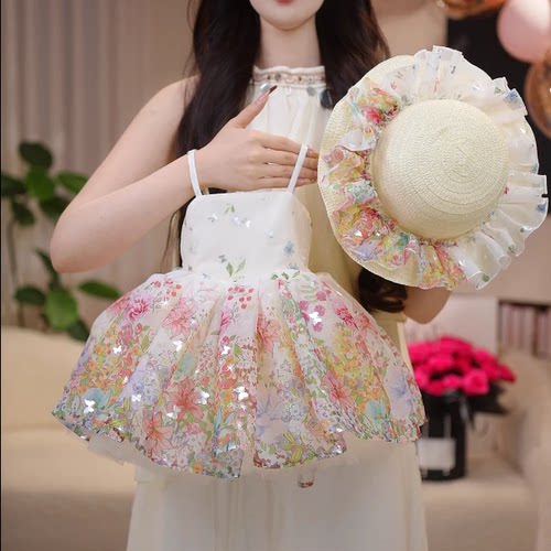 女童夏季甜美烫金吊带公主裙