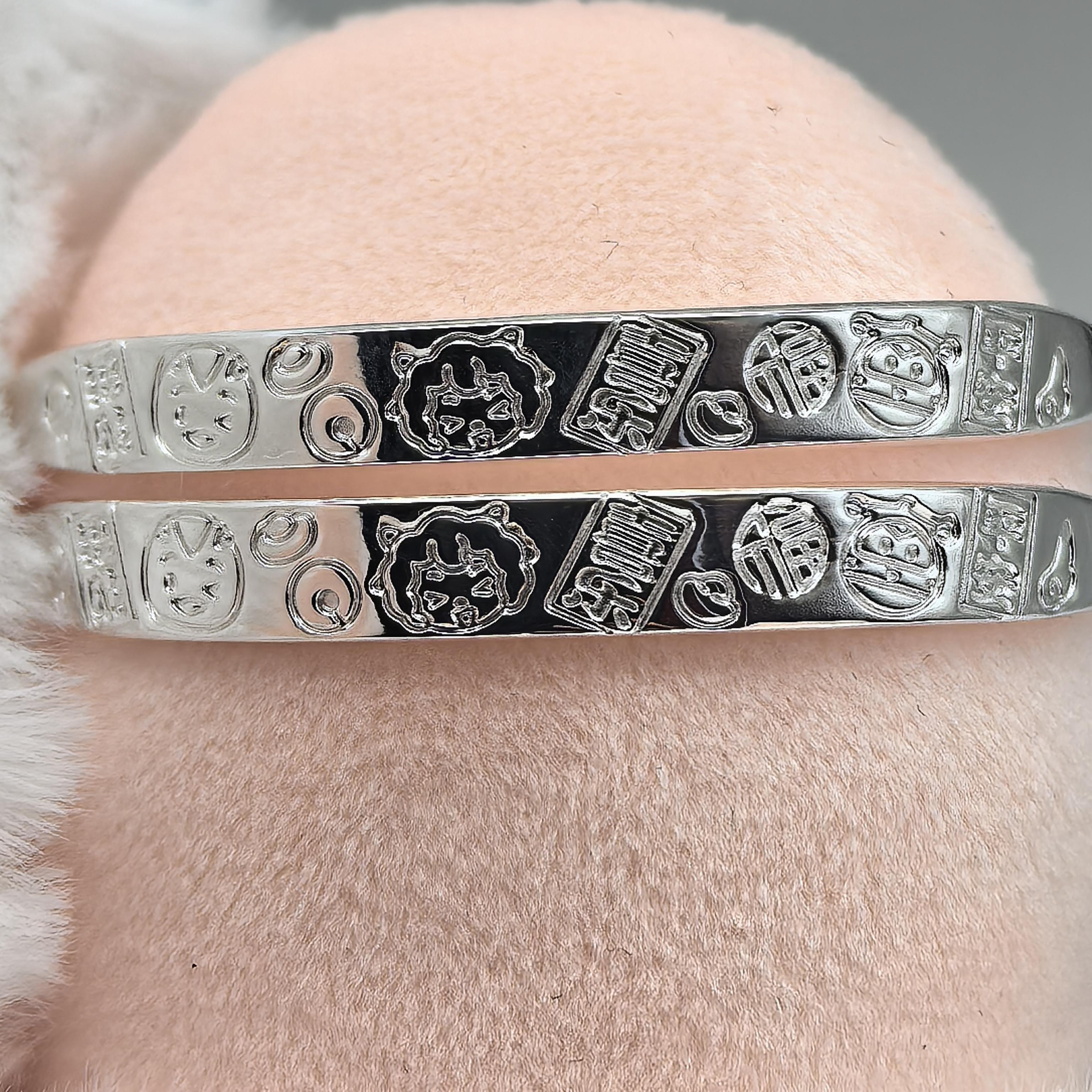 足银999奥飞Q宠喜羊羊超级飞侠萌鸡小队儿童银手镯