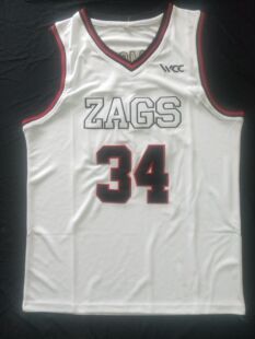 2号 美式 1号 34号白色大学刺绣背心篮球球衣 NCAA冈萨加大学 24号