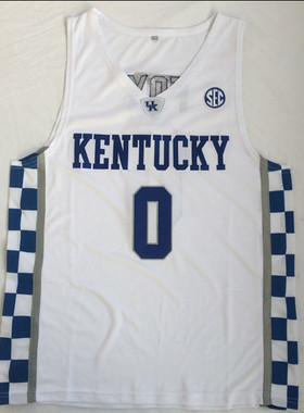 NCAA肯塔基大学0号 3号11号12号15号 蓝色 白色 刺绣健身球衣