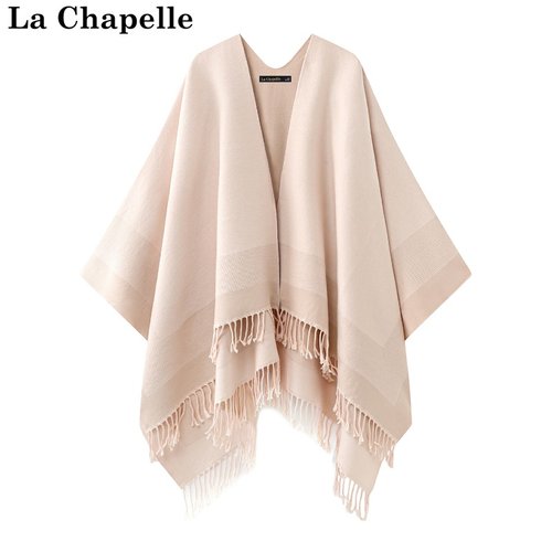 拉夏贝尔/La Chapelle秋冬新款民族风加厚旅游风外搭时尚流苏披肩