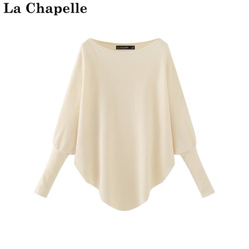 拉夏贝尔/La Chapelle秋冬新款纯色一字领通勤风修身显瘦时尚毛衣