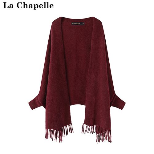 拉夏贝尔/La Chapelle高级感百搭大披肩女士披风秋冬保暖流苏上衣