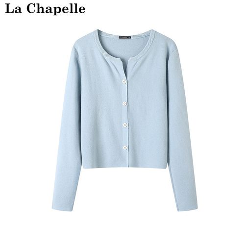 拉夏贝尔/La Chapelle秋季秋季新款修身显瘦百搭纯色针织衫上衣女