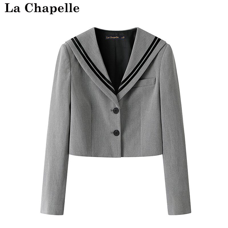 拉夏贝尔/La Chapelle秋新款学院风海军领小西装短外套女长袖上衣高性价比高么？