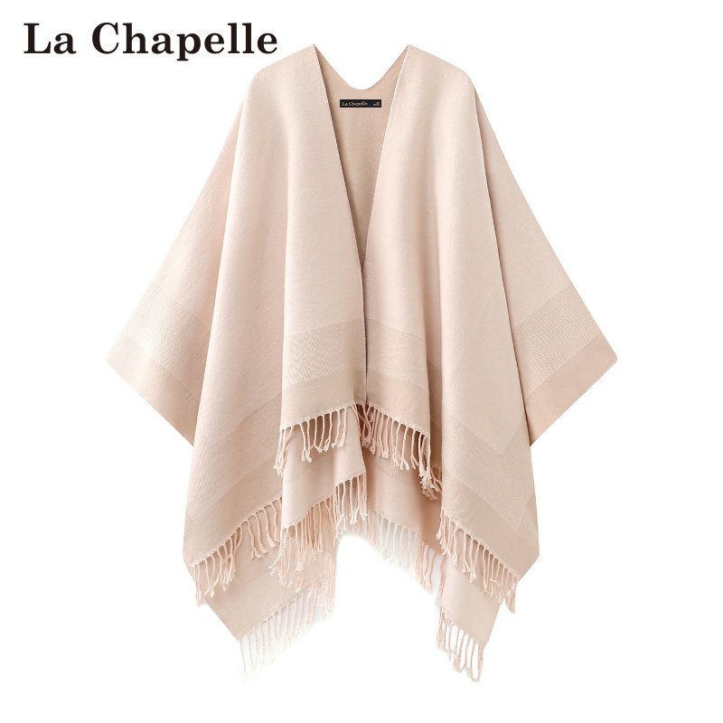 拉夏贝尔/La Chapelle秋冬新款民族风加厚旅游风外搭时尚流苏披肩