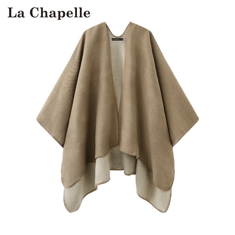 拉夏贝尔/La Chapelle冬季新款纯色厚款保暖围巾外搭时尚韩版披肩