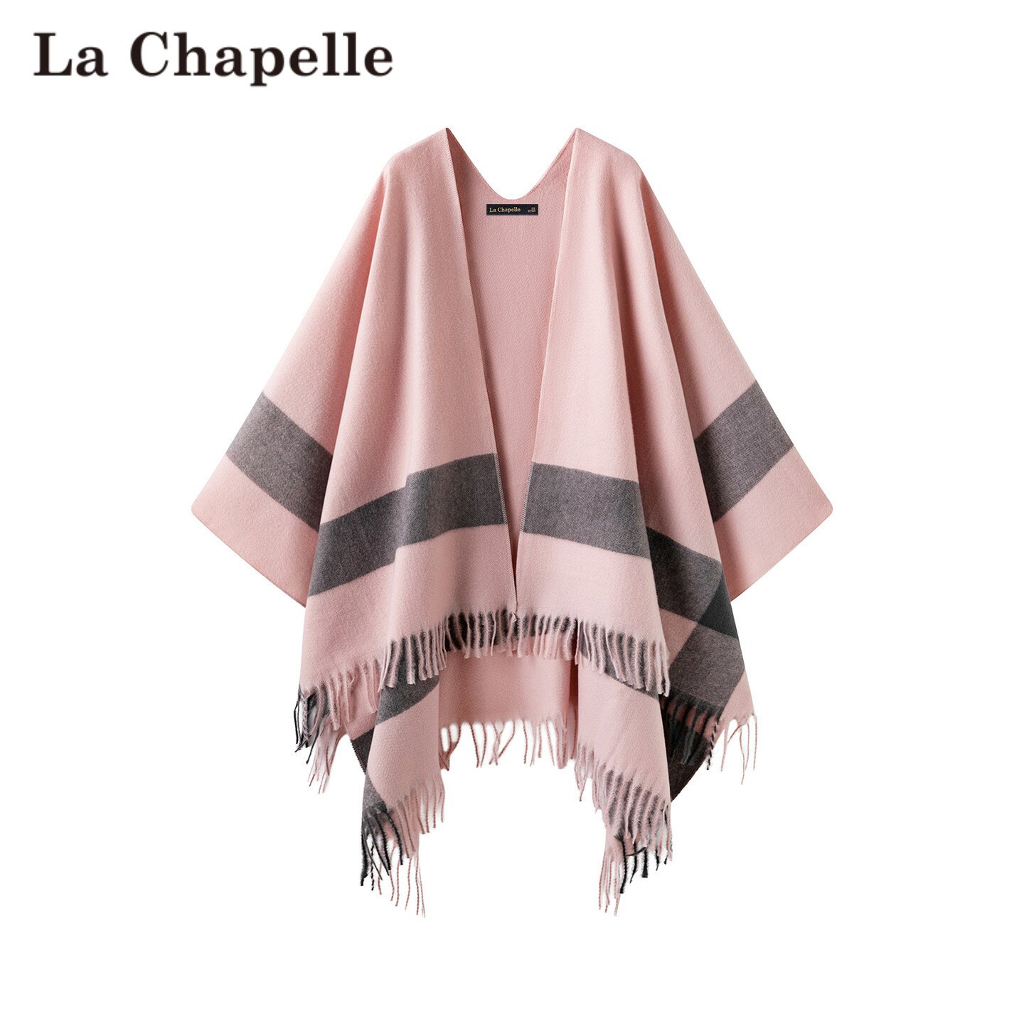 拉夏贝尔/La Chapelle慵懒风针织流苏披肩女秋冬斗篷式高级感外搭