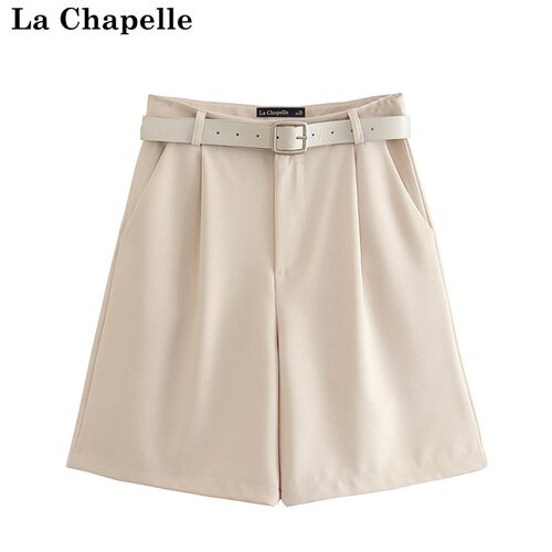 拉夏贝尔/La Chapelle夏季西装短裤女薄款休闲中裤高腰直筒五分裤