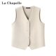 Chapelle冬季 新款 拉夏贝尔 纯色V领通勤风显瘦无袖 叠穿马甲女