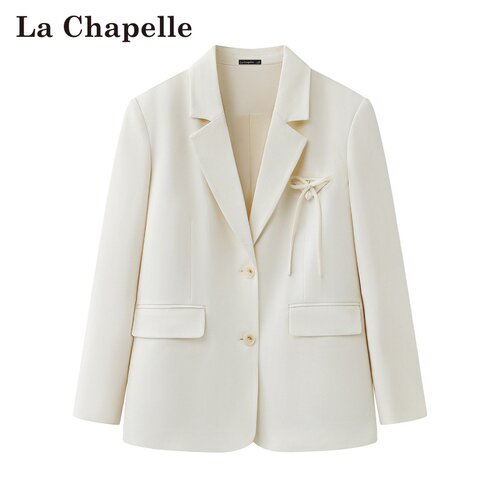 拉夏贝尔/La Chapelle春季新款纯色高级感轻职宽松休闲西装上衣女