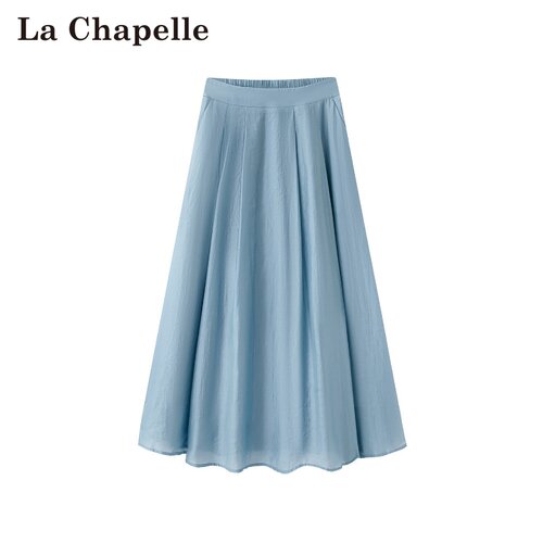拉夏贝尔/La Chapelle春夏新款韩系纯色后松紧A字气质通勤半身裙