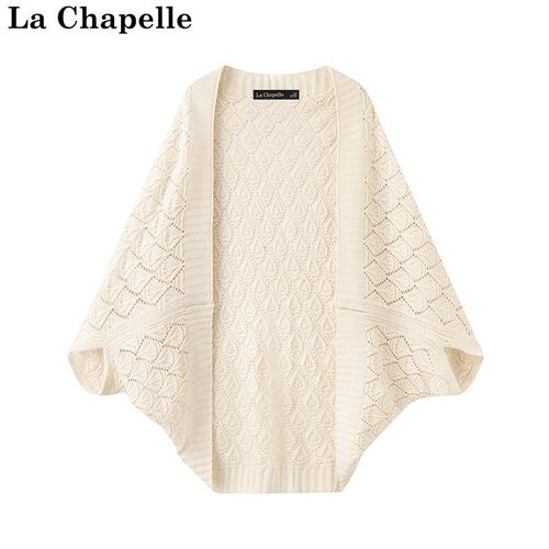 拉夏贝尔/La Chapelle针织镂空披肩女旅游上衣空调房旗袍外搭开衫