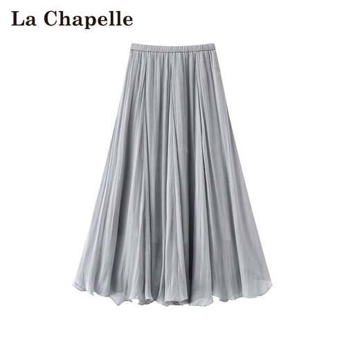 拉夏贝尔/La Chapelle春夏新款松紧腰简约休闲中长款通勤风半身裙