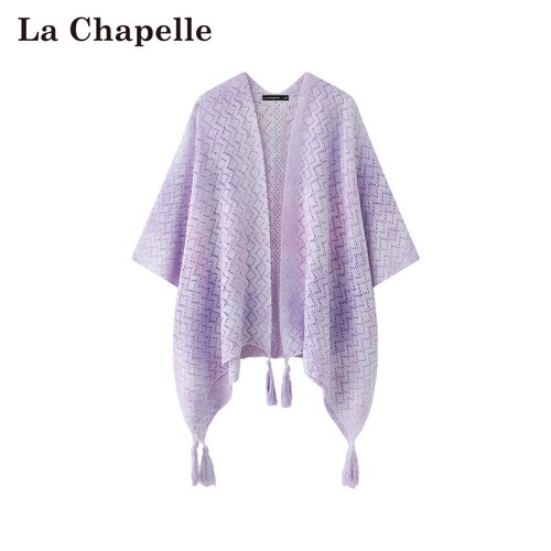 拉夏贝尔/La Chapelle春夏新款民族风镂空渐变洋气百搭旅游风披肩