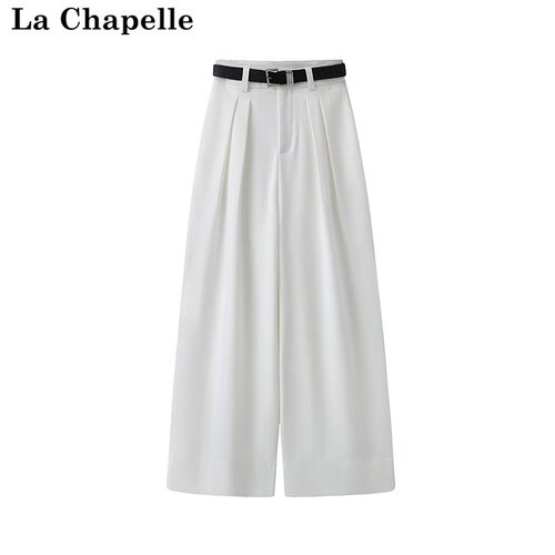 拉夏贝尔/La Chapelle春季新款通勤高腰休闲显瘦纯色阔腿裤长裤女