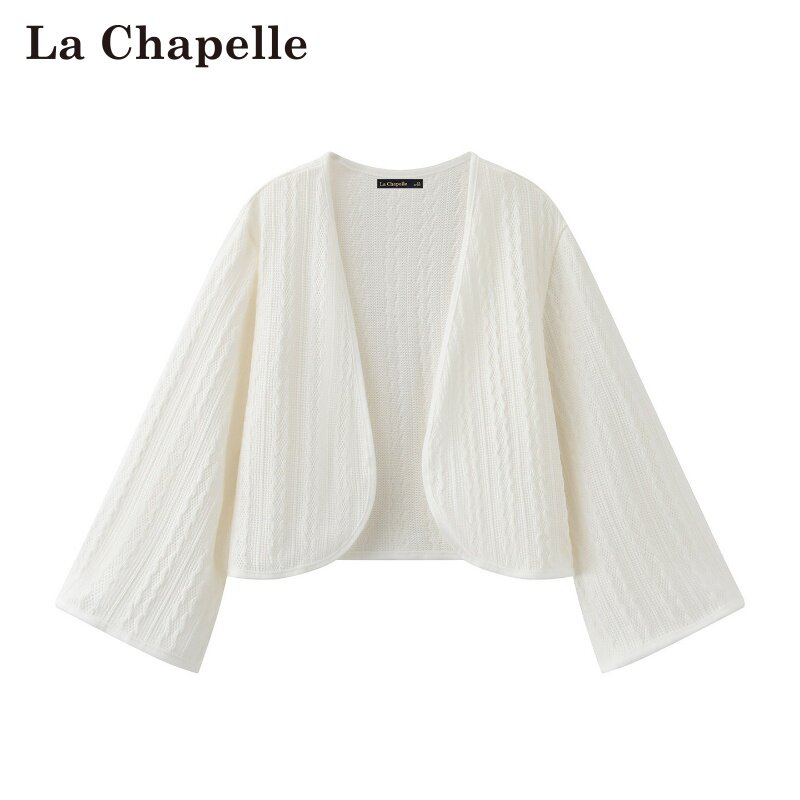 拉夏贝尔/La Chapelle韩式简约短款麻花宽松气质通勤时尚针织开衫