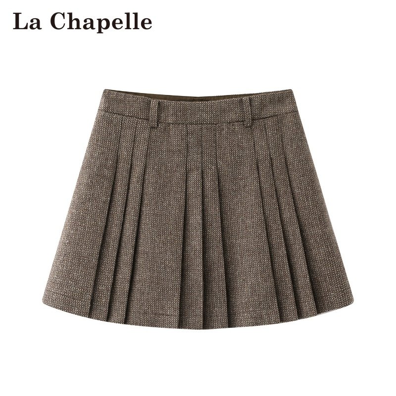 拉夏贝尔/La Chapelle春季新款通勤风高腰短裙时尚气质A字百褶裙,女装/女士精品,半身裙,淘宝优惠券,粉丝福利购,淘宝优惠卷