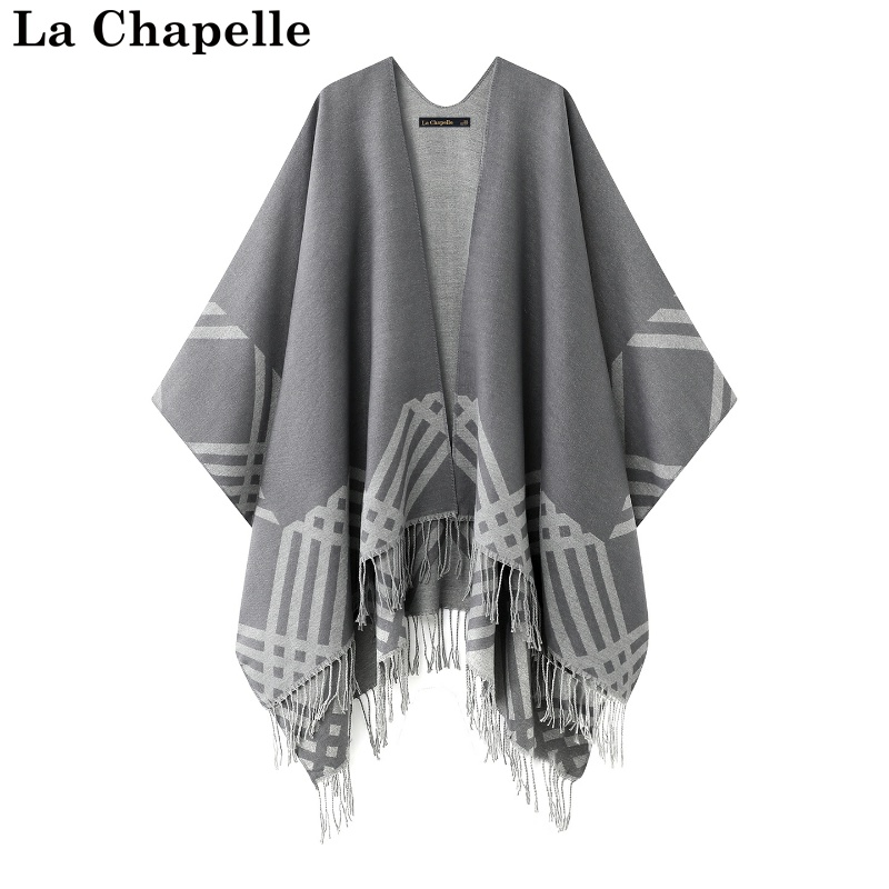 拉夏贝尔/La Chapelle秋冬新款英伦风外搭高级感披风加厚保暖披肩