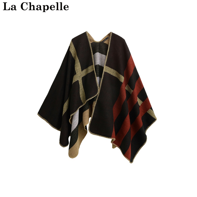 拉夏贝尔/La Chapelle秋冬新款复古外搭气质高级感旅游风针织披肩