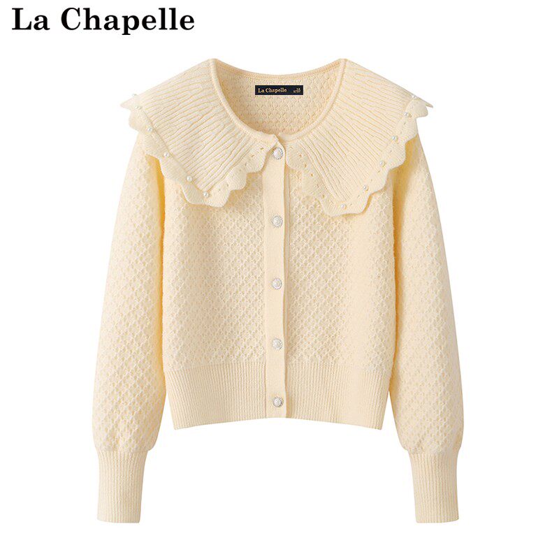 拉夏贝尔/La Chapelle秋娃娃领针织开衫女小香风宽松钉珠减龄毛衣怎么样,好用不?