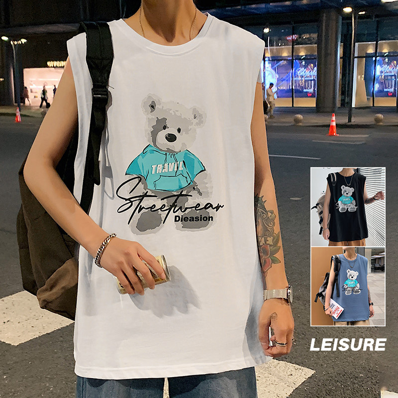 夏季新款港风时尚宽松男女同款背心马甲外套XZ1415-2#TC1116#,男装背心/马甲,星座301D-4(原星座1004-4）