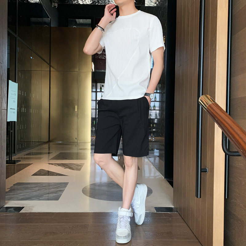 夏季时尚修身舒适高品质套装圆领短袖短裤XZ1415-2#TZ01#，男装休闲套装，星座301D-4(原星座1004-4）