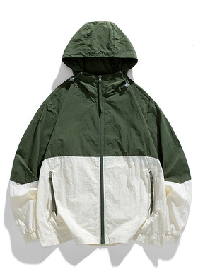 撞色皮肤防晒衣男士夏季薄款透气防紫外线外套户外钓鱼冰丝防晒