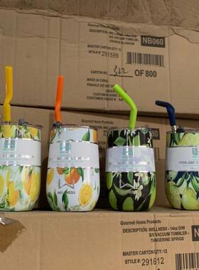 么么哒水果风格~！出口欧美原单 不锈钢手握保温吸管杯蛋壳杯