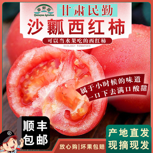 顺丰甘肃自然成熟沙瓤西红柿5斤露天种植新鲜大番茄生吃酸甜可口