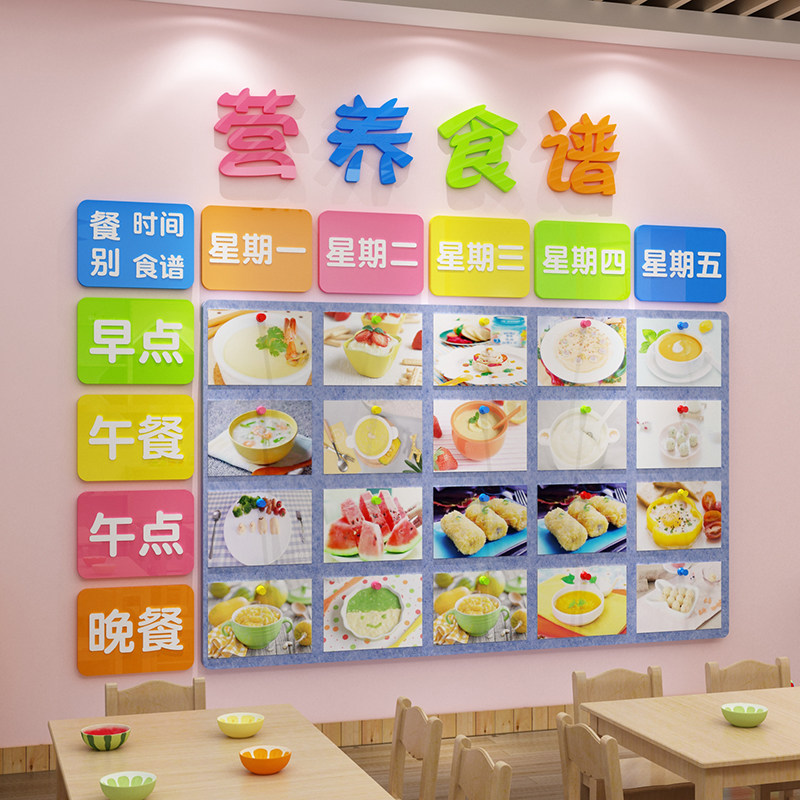 幼儿园小学托管毛毡宝宝食谱布置
