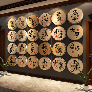 24二十四节气墙面装饰中医养生馆文化形象背景古风氛围布置挂图画