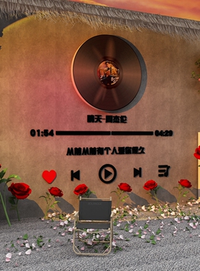 周杰伦歌词墙贴黑胶唱片打卡形象造背景墙面装饰画网红拍照区布置