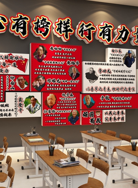时代先锋人物教室布置班级装饰红色爱中国庆节主题黑板报文化墙贴