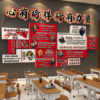时代先锋人物教室布置班级装饰红色爱中国庆节主题黑板报文化墙贴