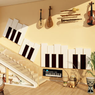 钢琴行房音乐教室布置装饰培训机构文化墙面贴挂画工作室环创背景