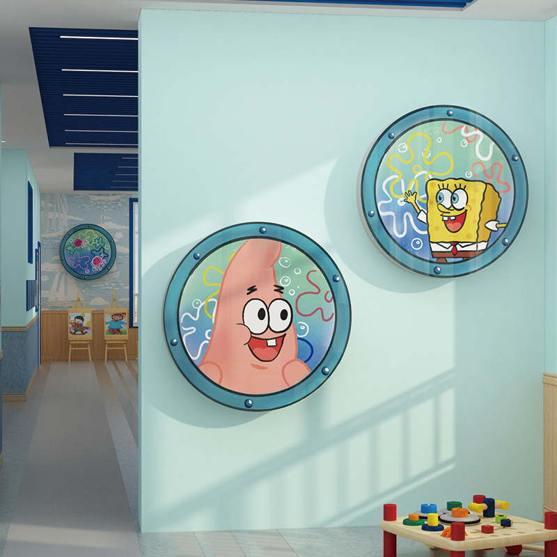 海洋风幼儿园环创主题墙成品布置装饰海绵宝宝大厅背景墙贴纸材料
