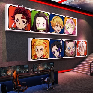 电竞房间布置网吧游戏墙面壁贴纸装饰动漫海报鬼灭之刃3d立体挂画