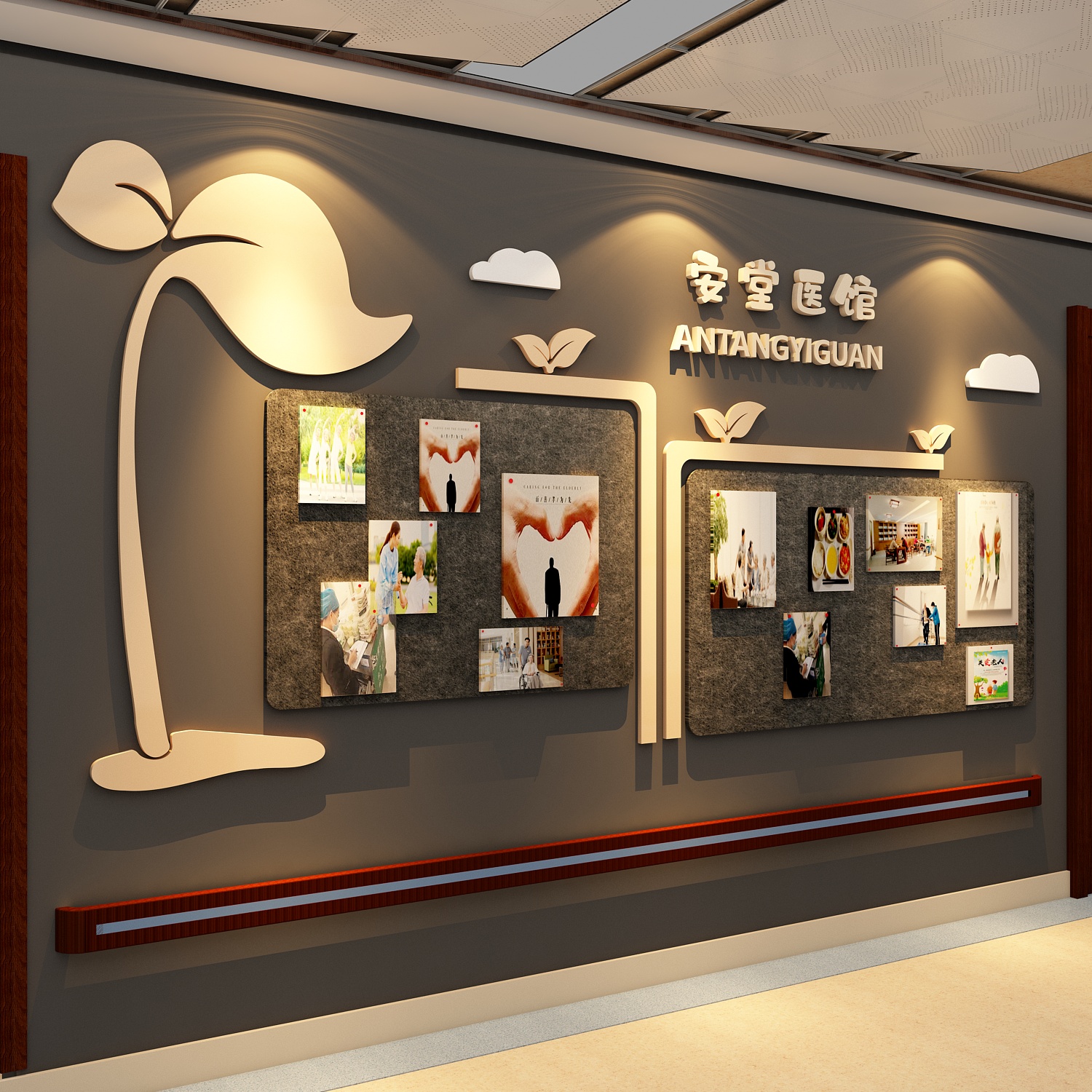 毛毡板中药标本展示墙贴中医养生馆墙面装饰文化形象背景氛围布置