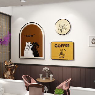 网红咖啡店角墙面装饰品厅馆氛围门口贴画打卡拍照区布置软装摆件