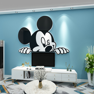 电视机背景墙面装饰画客厅沙发适合大白墙的布置2024新款米奇挂件