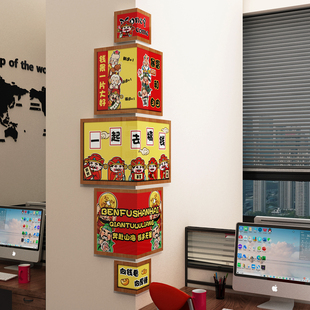 2026过马新年春节公司承重柱子文化墙面装饰办公室内氛围布置美化