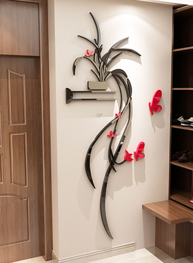 电视机背景墙面装饰玄关入户迎电梯门口亚克力3d立体浮雕贴纸壁画