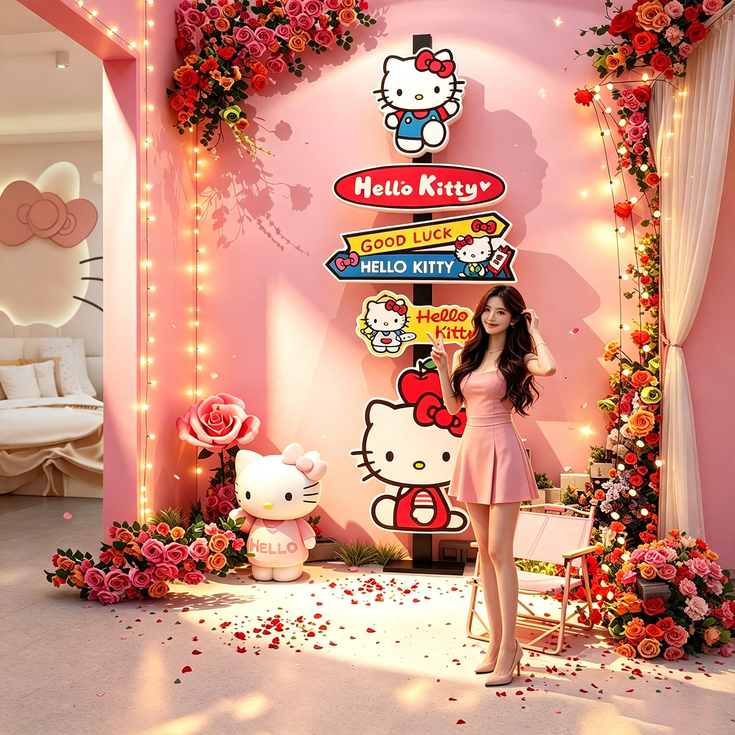 hellokitty立体墙贴奶茶店网红