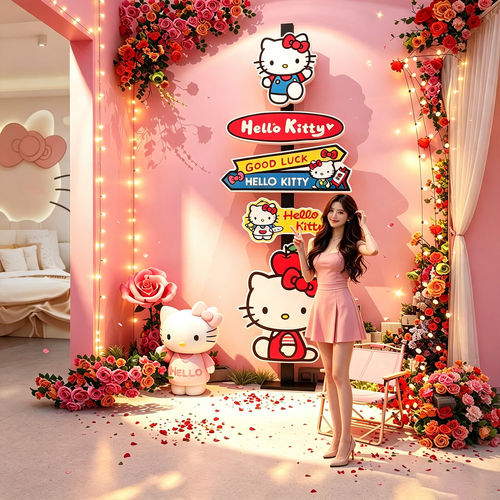 hellokitty立体墙贴奶茶店网红