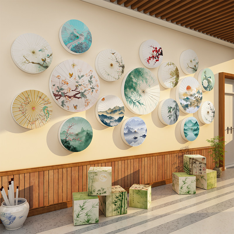 中国油纸伞环创传统非遗文化材料主题成品幼儿园墙面装饰教室布置